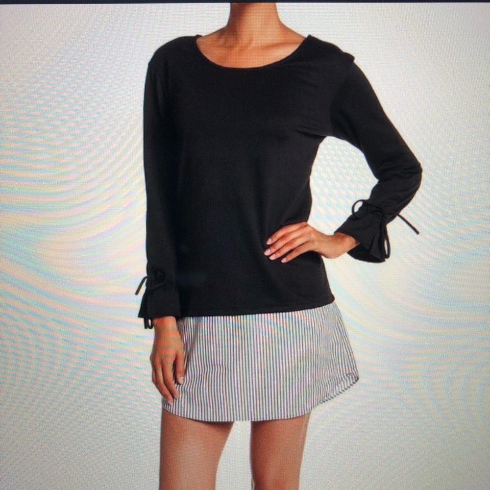 VANITY ROOM TUNIC TOP with striped shirt hem